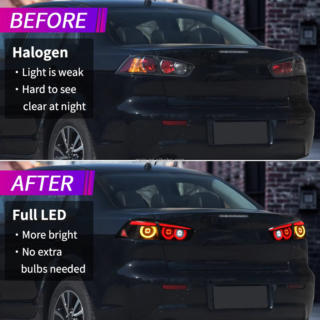 Archaic JDM Full LED Tail Lights for 2008–2018 Mitsubishi Lancer