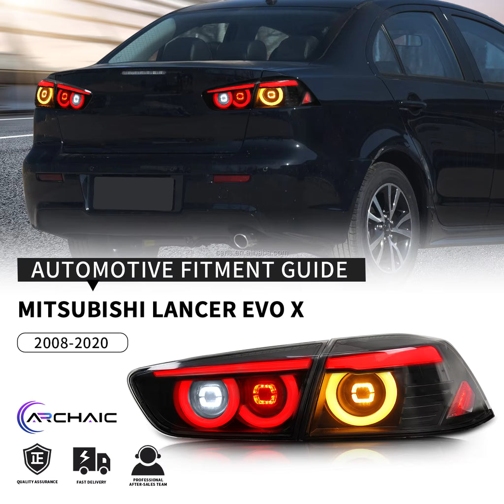 Archaic JDM Full LED Tail Lights for 2008–2018 Mitsubishi Lancer