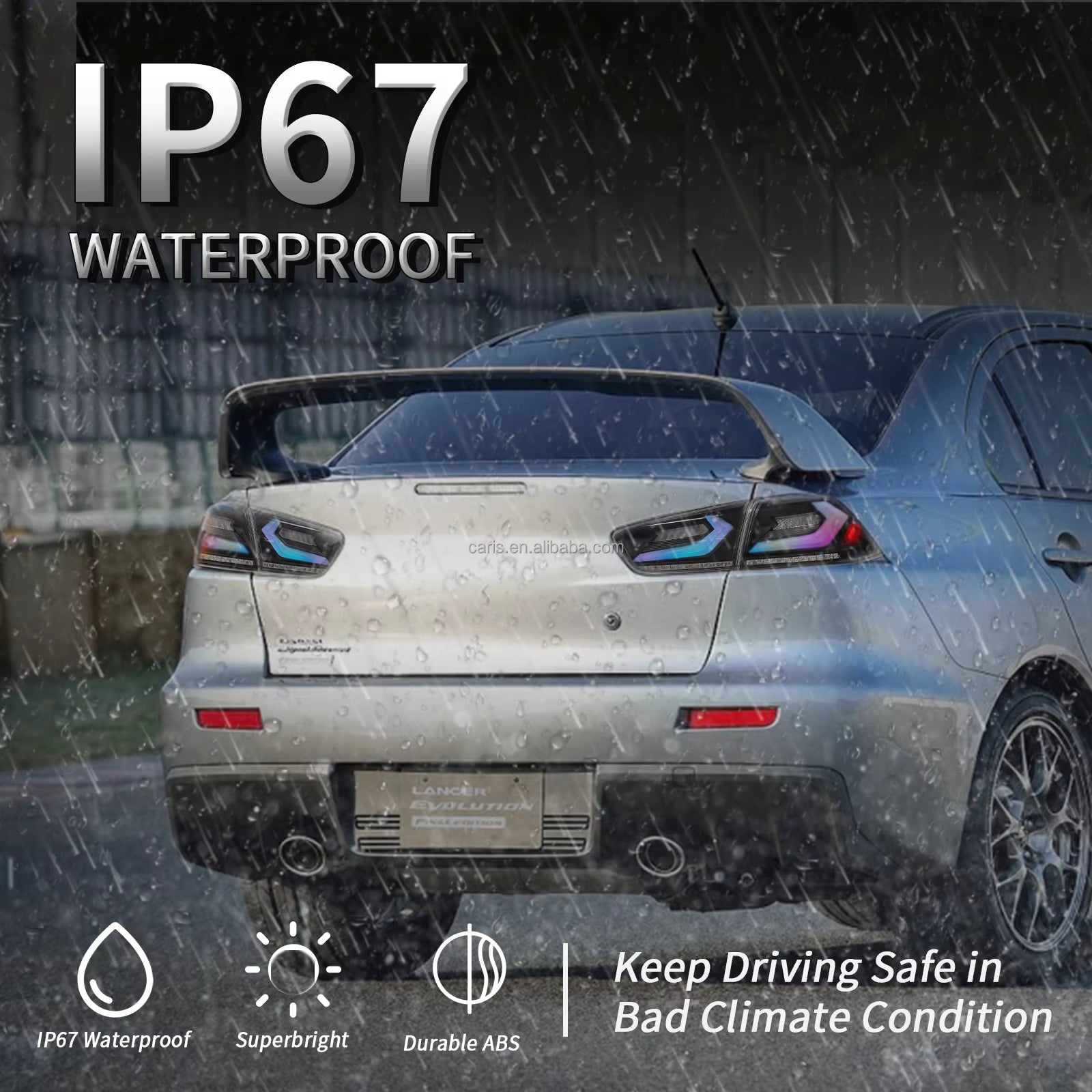 Archaic RGB Full LED Tail Lights for 2008–2018 Mitsubishi Lancer