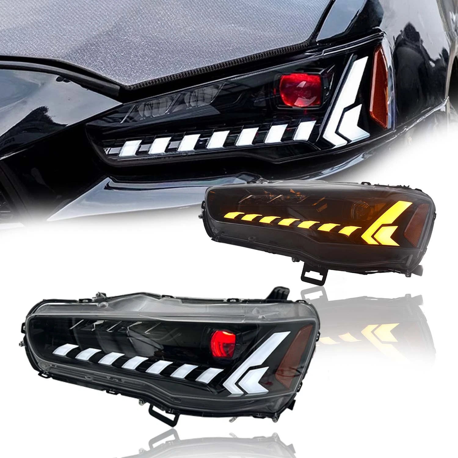 Demon Eye LED Projector Headlight For Mitsubishi Lancer 2008-2017