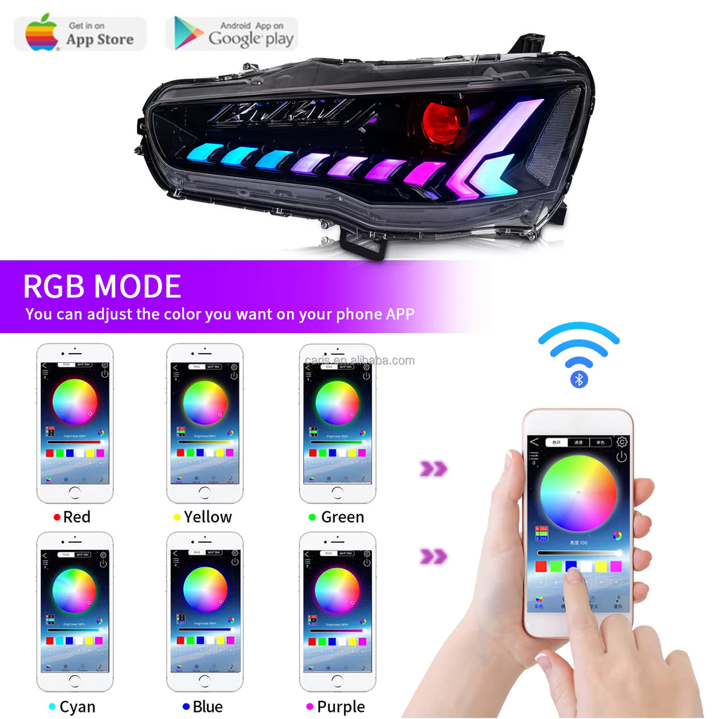 Archaic RGB Full LED Headlights for Mitsubishi Lancer (2008–Up)