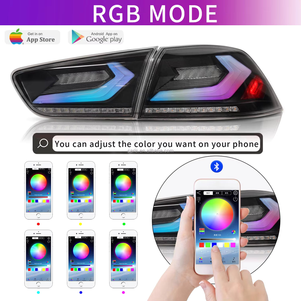 Archaic RGB Full LED Tail Lights for 2008–2018 Mitsubishi Lancer