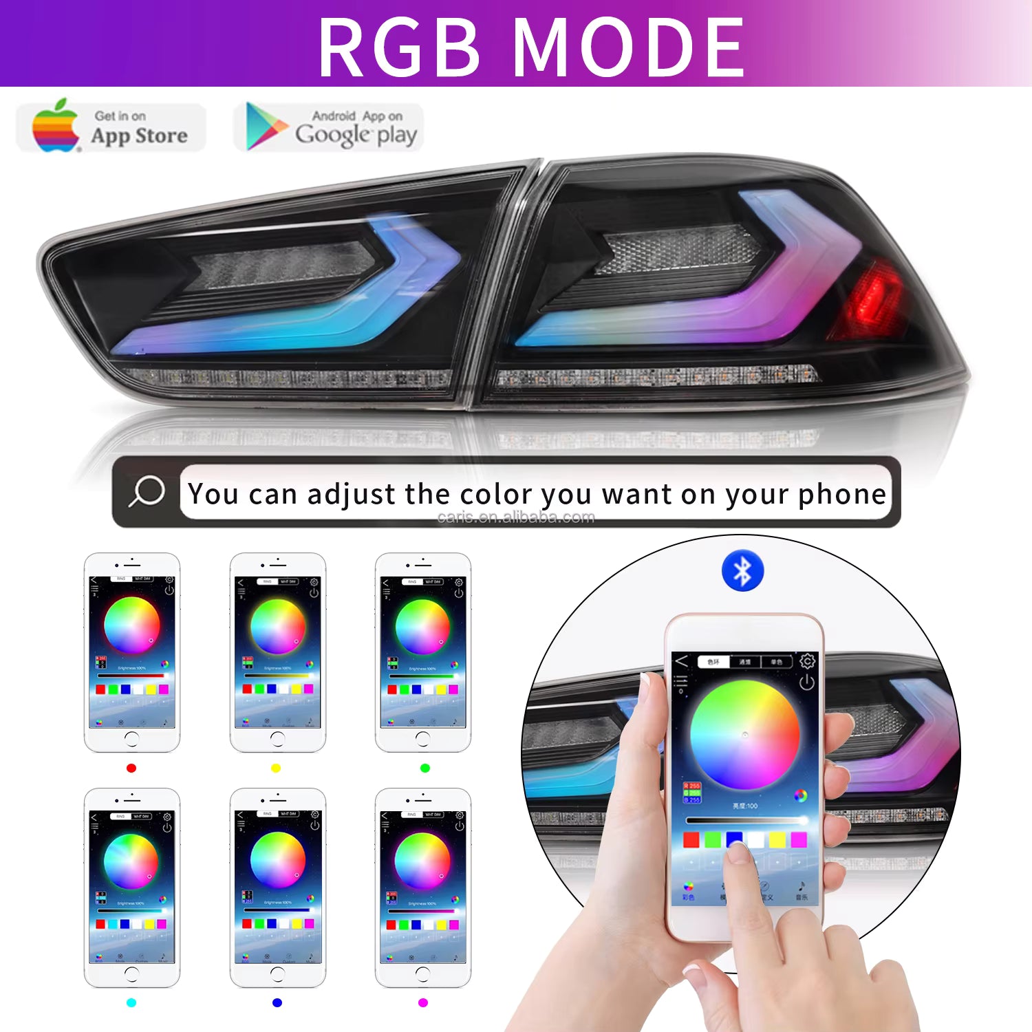 Archaic RGB Full LED Tail Lights for 2008–2018 Mitsubishi Lancer