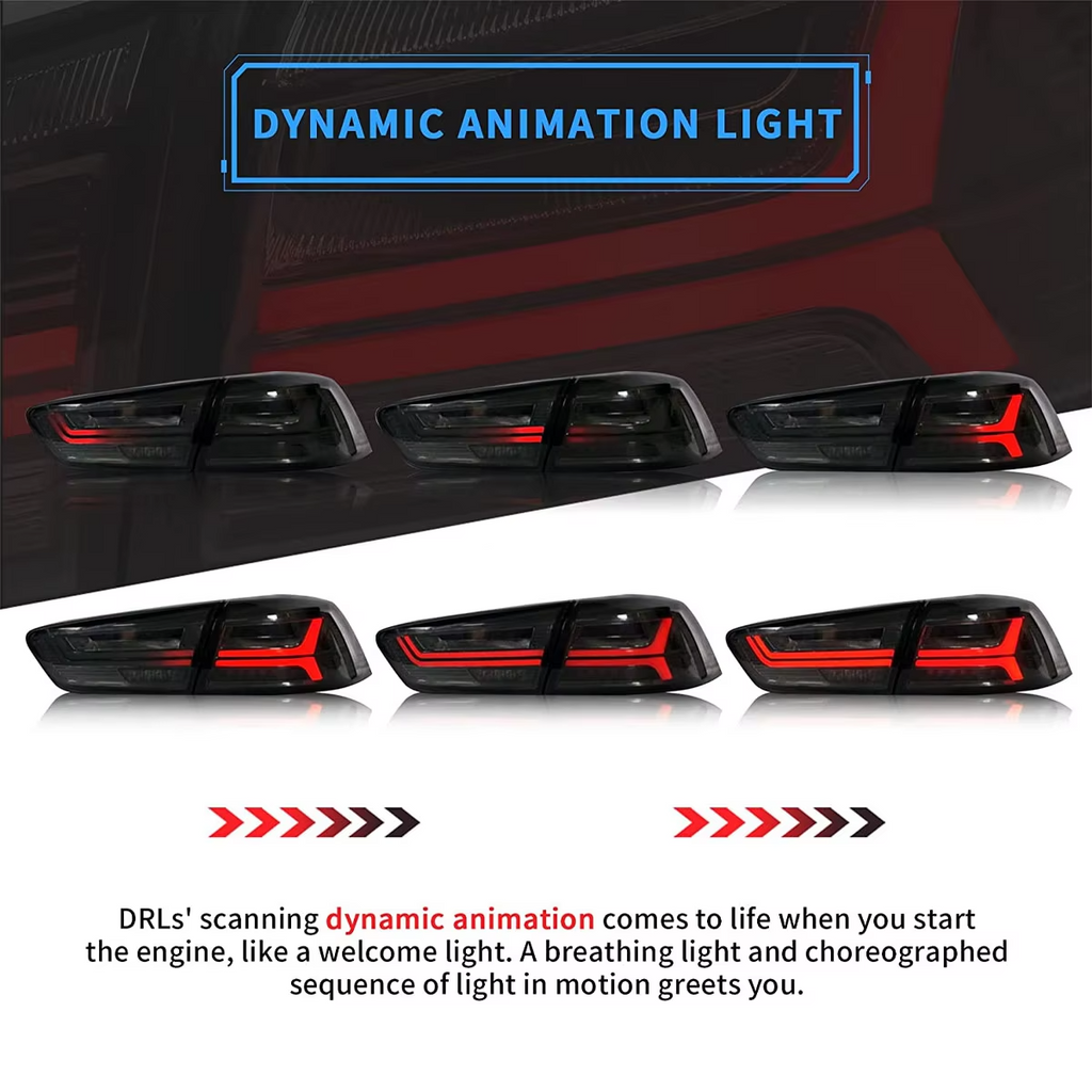 Mitsubishi Lancer Full LED Tail Lights with Sequential Indicators & Dynamic Startup