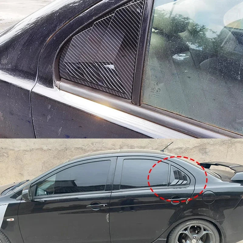 Mitsubishi Lancer Rear Window Side Cover Trim Carbon Fiber/Black Style