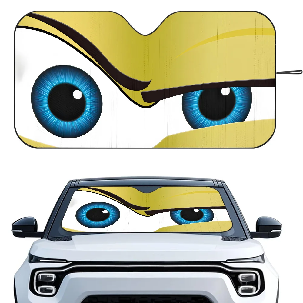 Cartoon Eyes Cute Car SunShade Windshield Foldable Three-layer Insulation Sunshade By Suction Cup Blocks UV Rays Sun
