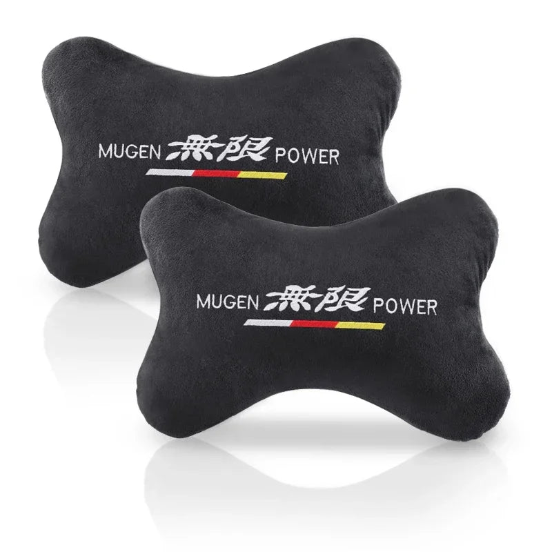 MUGEN Power Sport Car Seat Belt Shoulder Pads Set – Safety Handle Cover & Neck Pillow Styling Kit