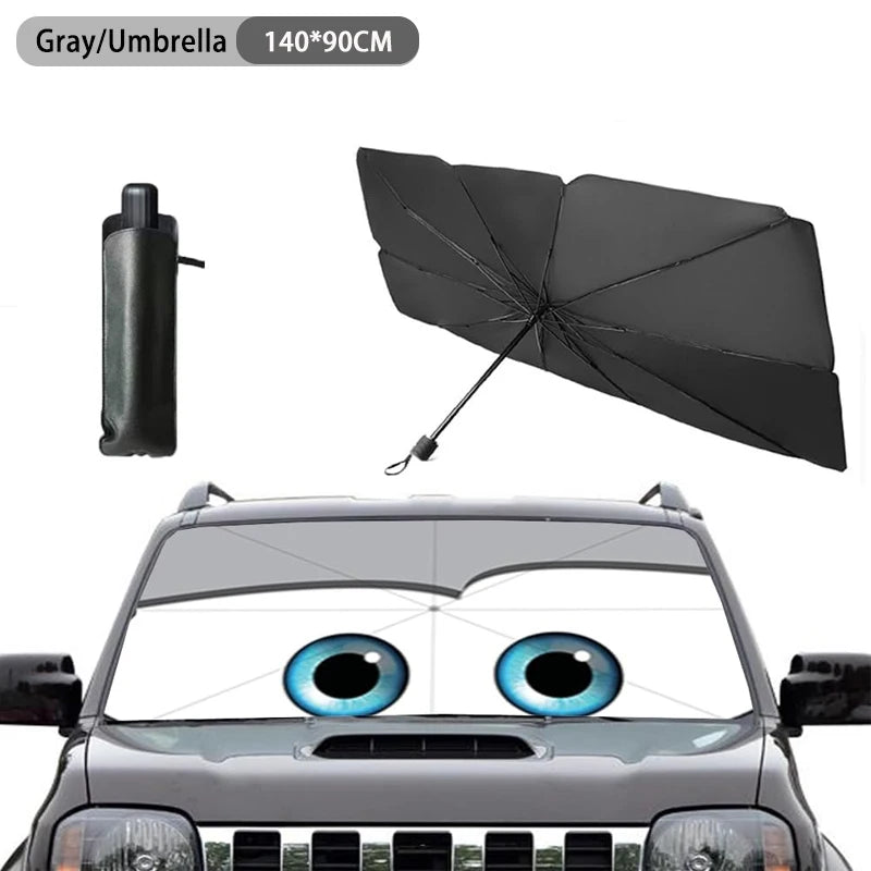 Foldable Cartoon Eyes Windshield Sunshade Umbrella