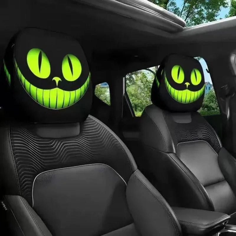 2PCS Halloween Car Headrest Covers – Funny Cartoon Eye Design Seat Headrest Protectors