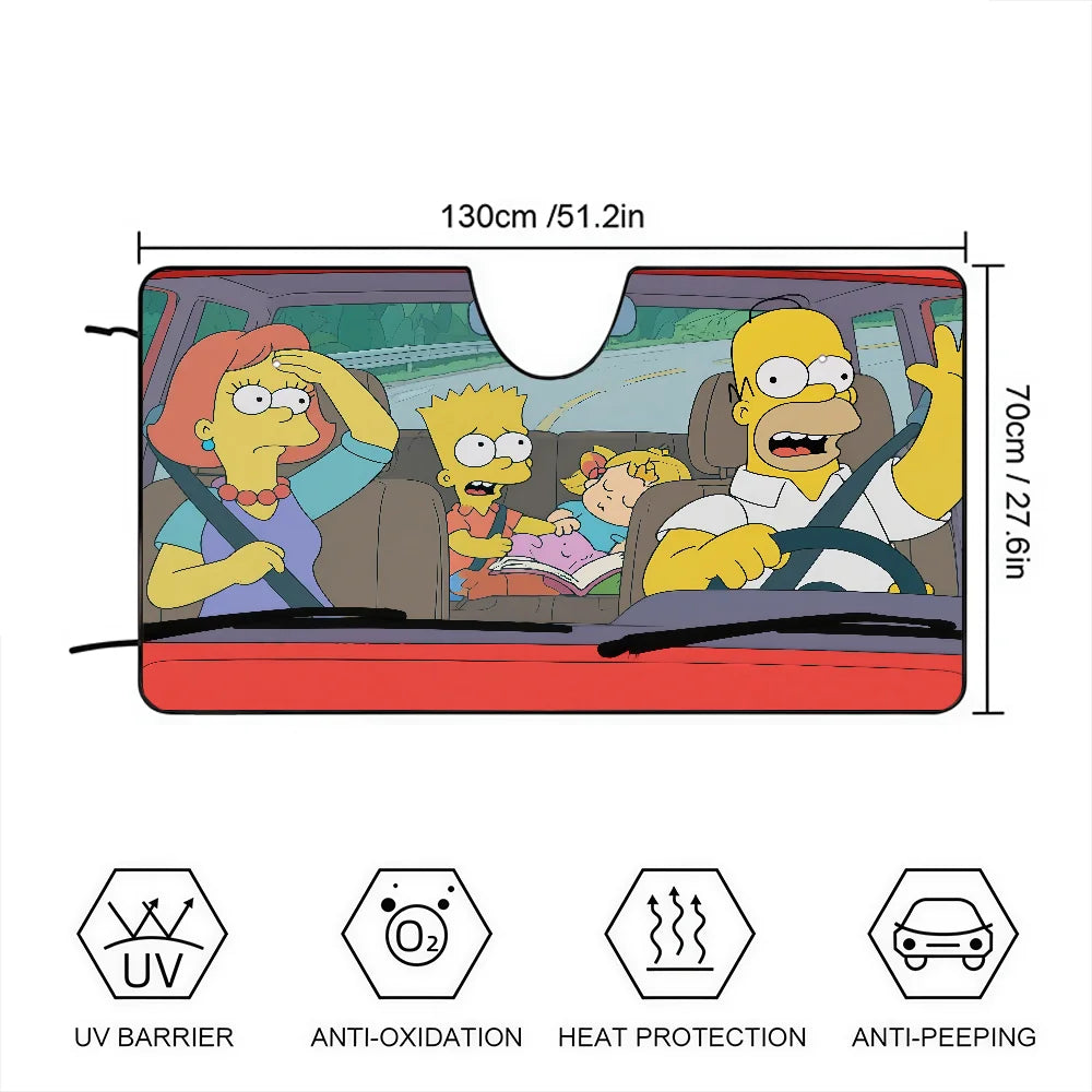 Cartoon Funny The Cool Simpsons Driving Car SunShade Windscreen Cover Shade For Car