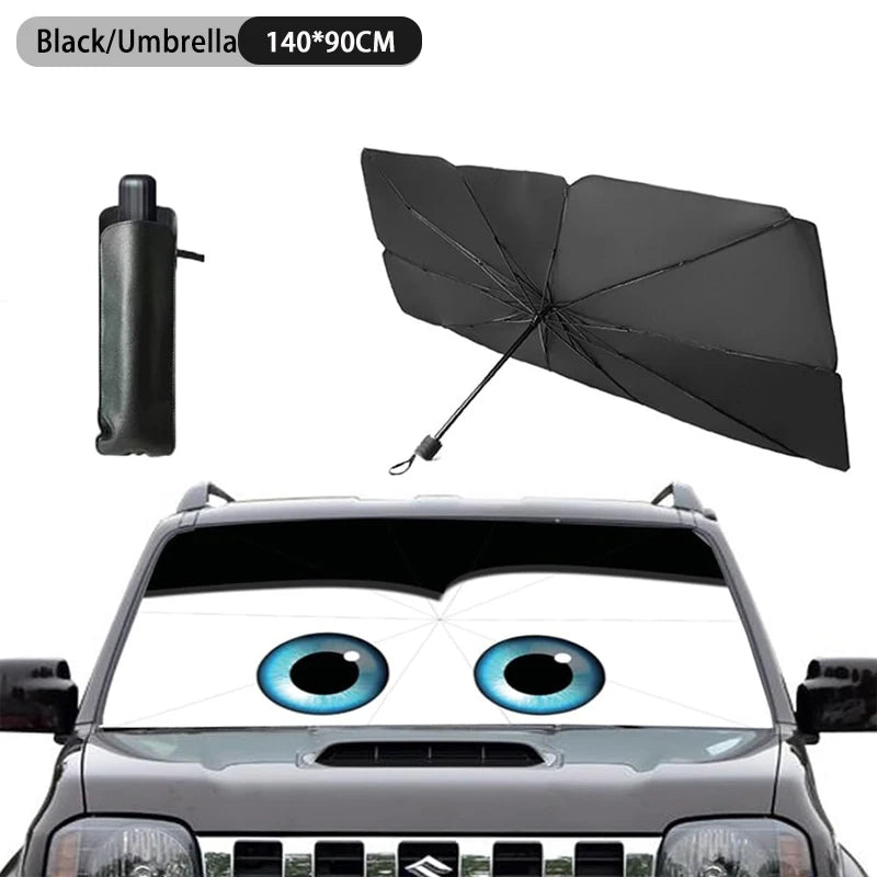 Foldable Cartoon Eyes Windshield Sunshade Umbrella