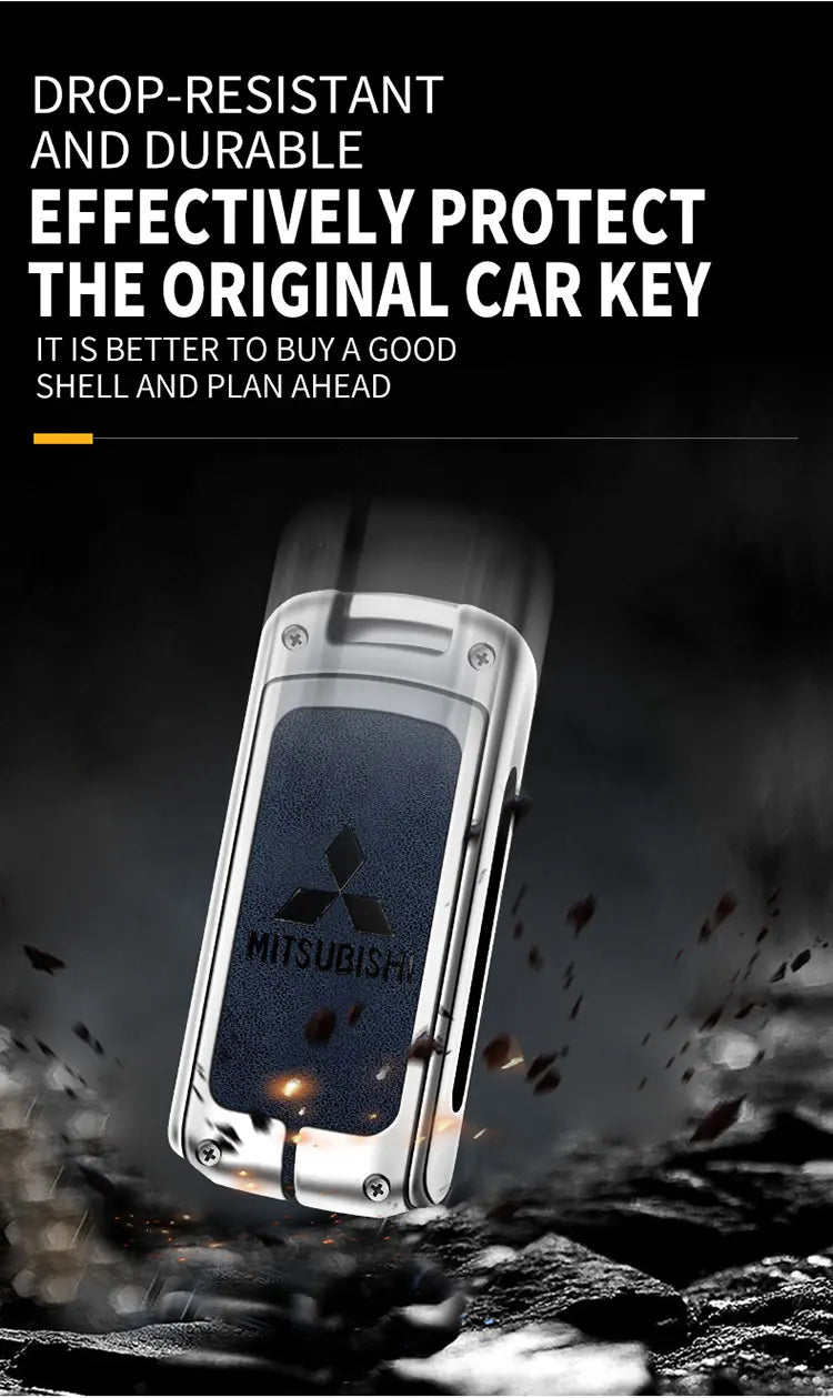 Car Alloy Key Case For Mitsubishi Outlander Pajero Lancer EX Evolution X Ralliart Asx L200 Triton Colt