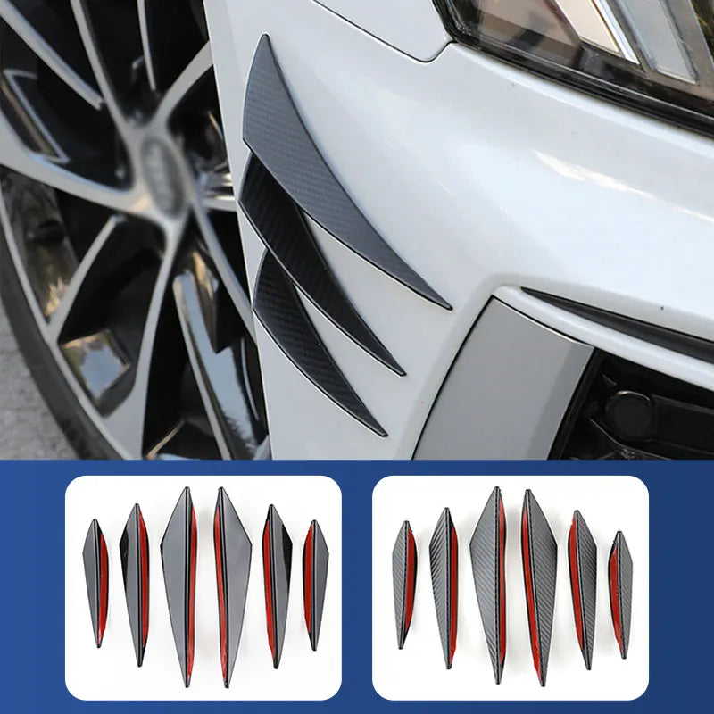 6PCS Universal Front Bumper Lip Canards Diffuser Splitter Fins Spoiler
