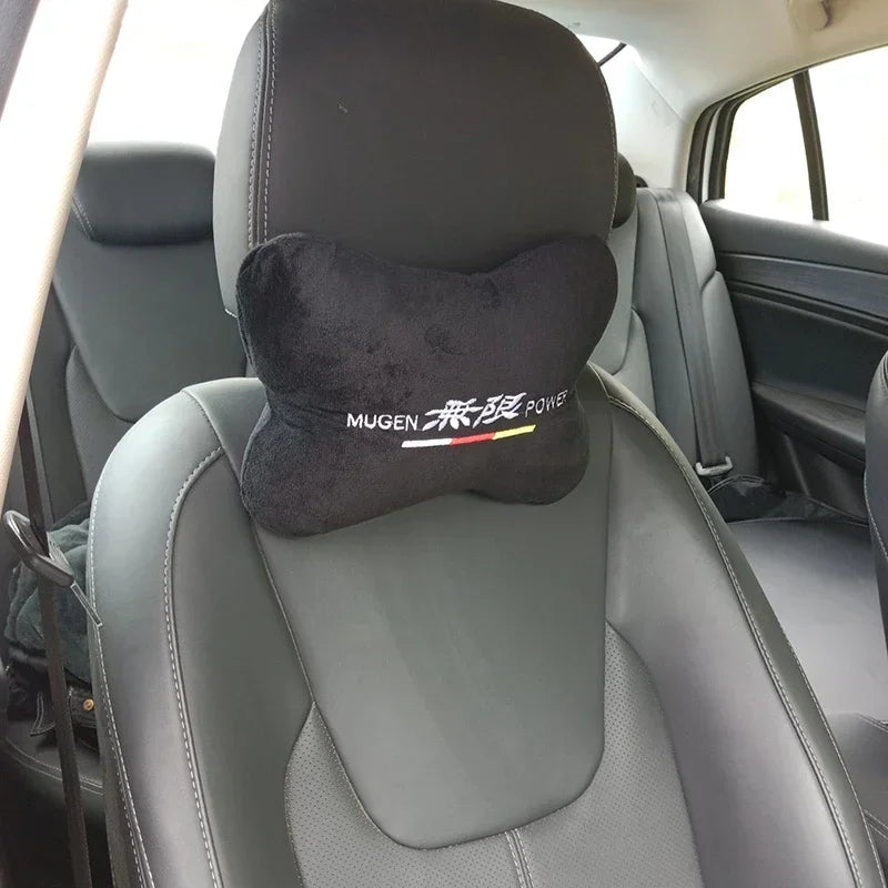 MUGEN Power Sport Car Seat Belt Shoulder Pads Set – Safety Handle Cover & Neck Pillow Styling Kit