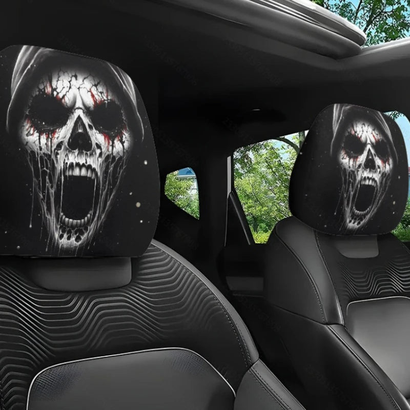 2PCS Halloween Car Headrest Covers – Funny Cartoon Eye Design Seat Headrest Protectors
