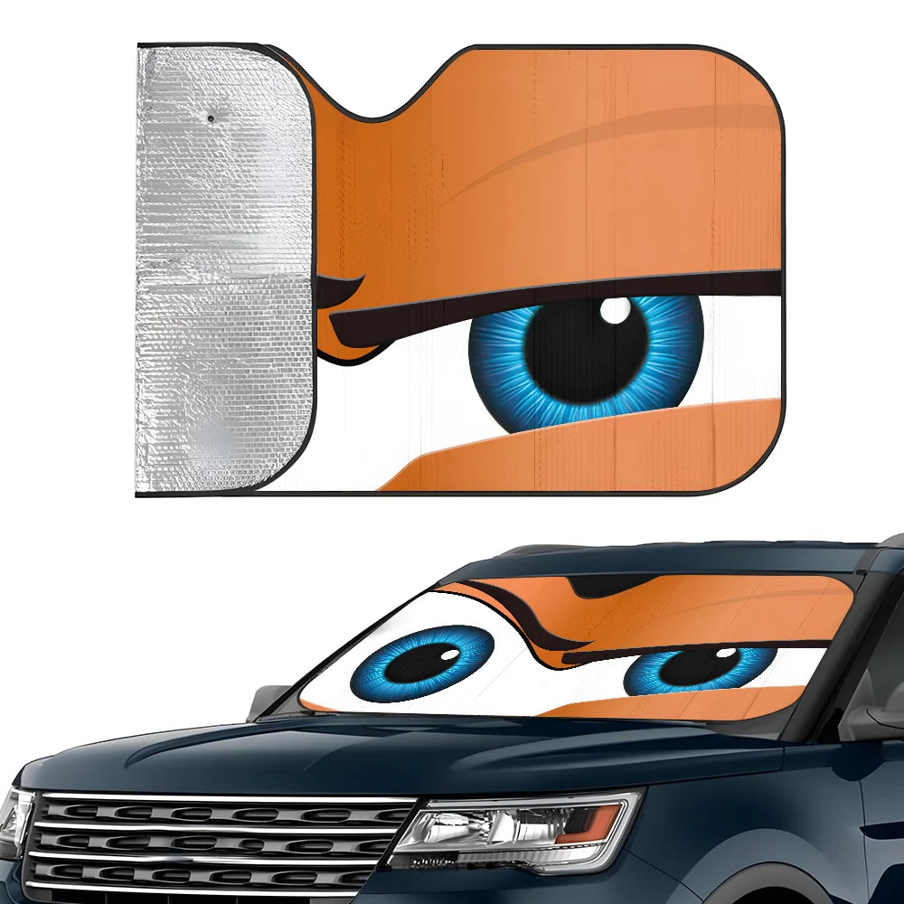 Cartoon Eyes Cute Car SunShade Windshield Foldable Three-layer Insulation Sunshade By Suction Cup Blocks UV Rays Sun