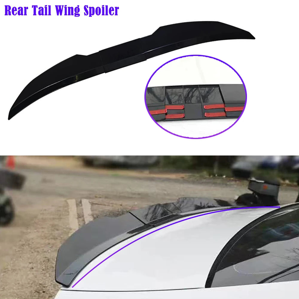 New Style Universal 3pcs Sedan Rear Trunk Tail Rear Wing Spoiler 117-127cm Adjustable DIY Refit Boot Wings Spoiler Car Accessory