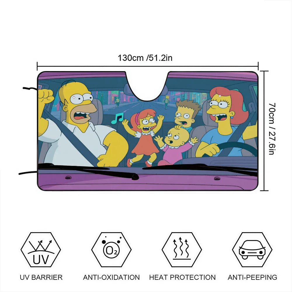 Cartoon Funny The Cool Simpsons Driving Car SunShade Windscreen Cover Shade For Car