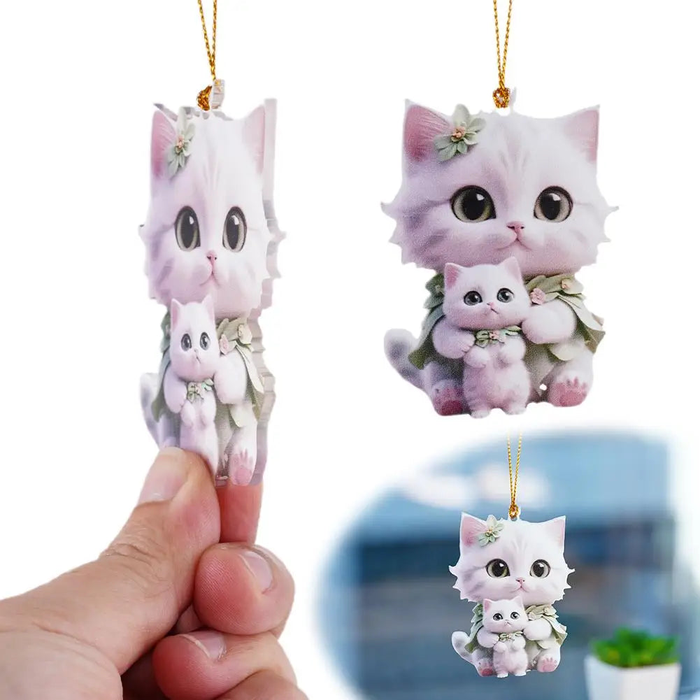 2D Cute Big Mouth Horse Rearview Mirror Pendant – Car Interior Animal Hanging Ornament