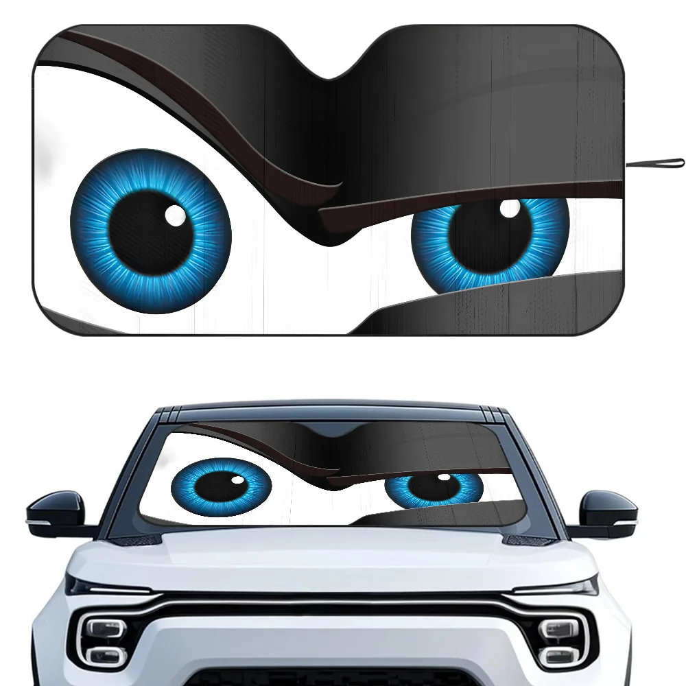 Cartoon Eyes Cute Car SunShade Windshield Foldable Three-layer Insulation Sunshade By Suction Cup Blocks UV Rays Sun