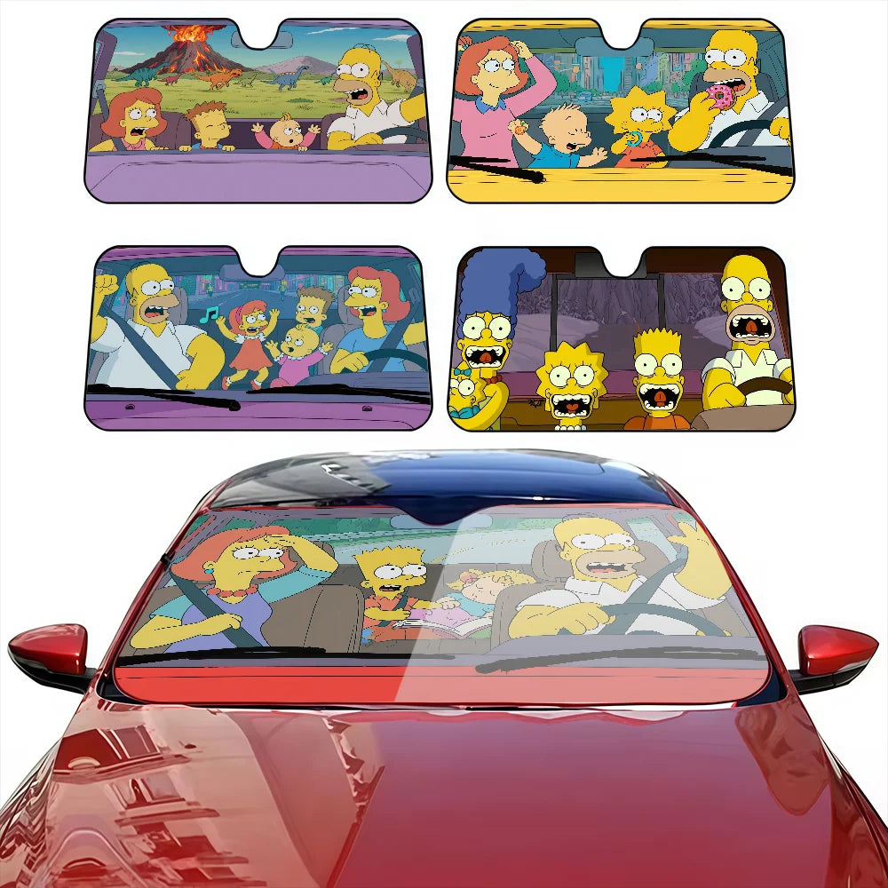 Cartoon Funny The Cool Simpsons Driving Car SunShade Windscreen Cover Shade For Car