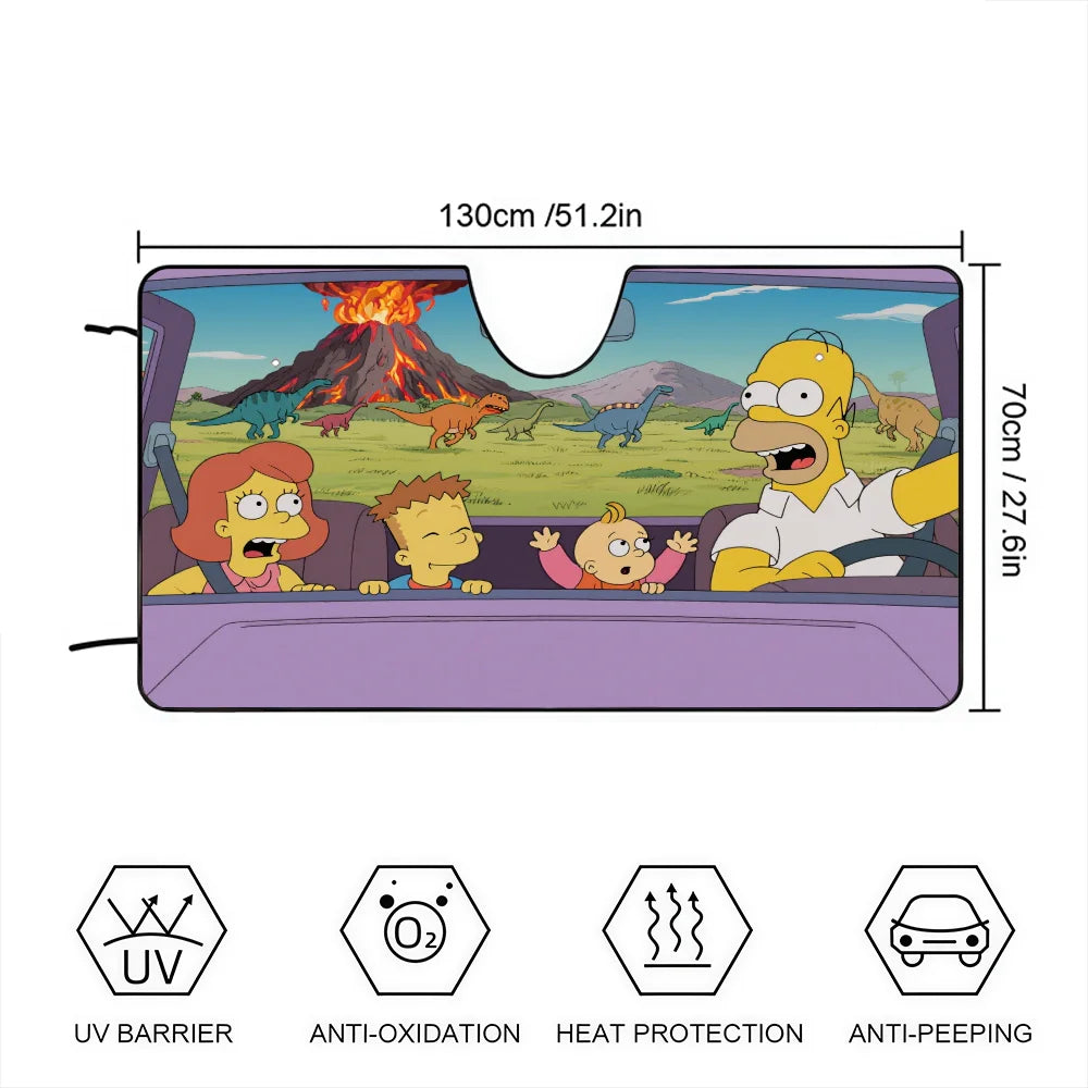Cartoon Funny The Cool Simpsons Driving Car SunShade Windscreen Cover Shade For Car
