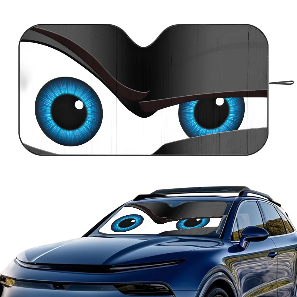 Cartoon Eyes Cute Car SunShade Windshield Foldable Three-layer Insulation Sunshade By Suction Cup Blocks UV Rays Sun