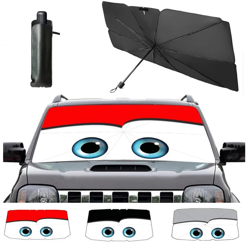 Foldable Cartoon Eyes Windshield Sunshade Umbrella