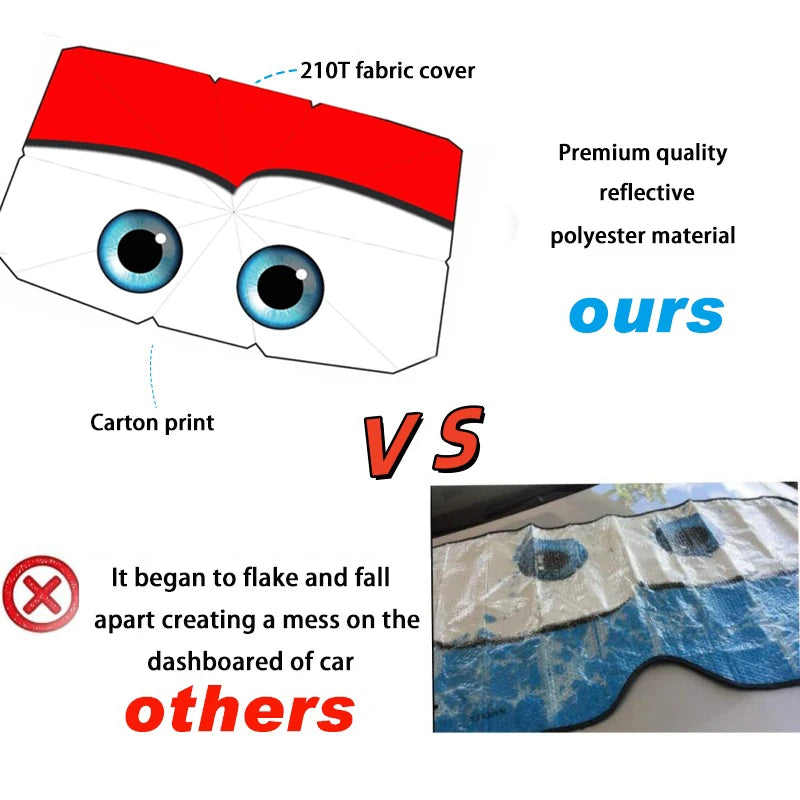 Foldable Cartoon Eyes Windshield Sunshade Umbrella