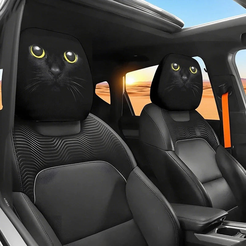 2PCS Halloween Car Headrest Covers – Funny Cartoon Eye Design Seat Headrest Protectors