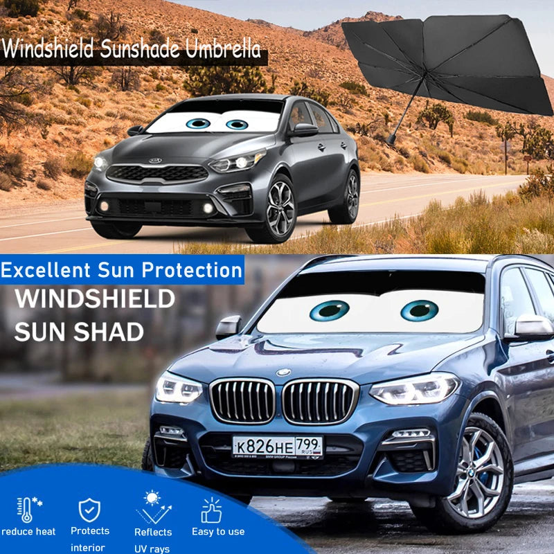 Foldable Cartoon Eyes Windshield Sunshade Umbrella