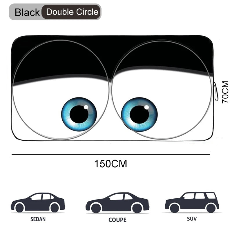 Foldable Cartoon Eyes Windshield Sunshade Umbrella