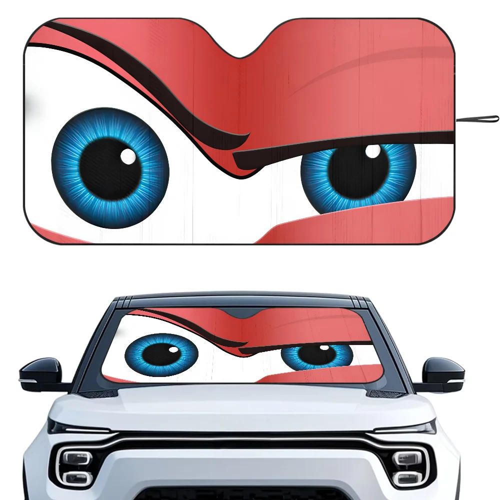 Cartoon Eyes Cute Car SunShade Windshield Foldable Three-layer Insulation Sunshade By Suction Cup Blocks UV Rays Sun
