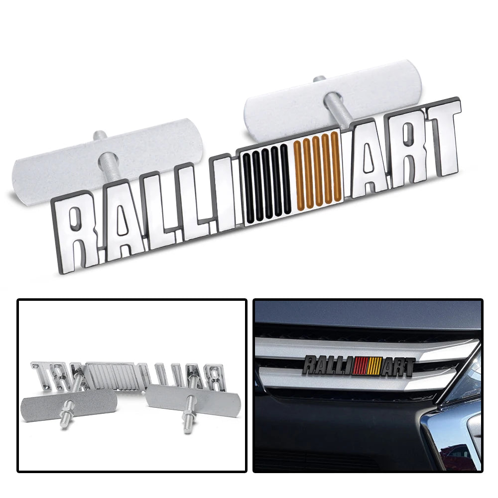 3D Metal Ralliart Car Badge Emblem Front Grille Trunk Sticker for Mitsubishi Lancer EVO ASX Pajero