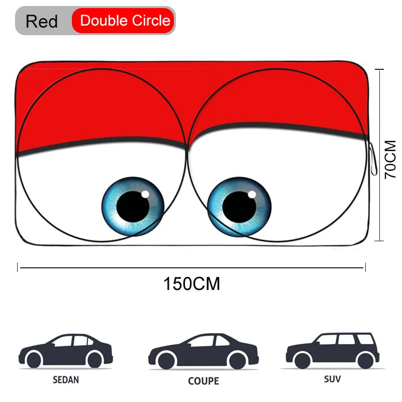 Foldable Cartoon Eyes Windshield Sunshade Umbrella