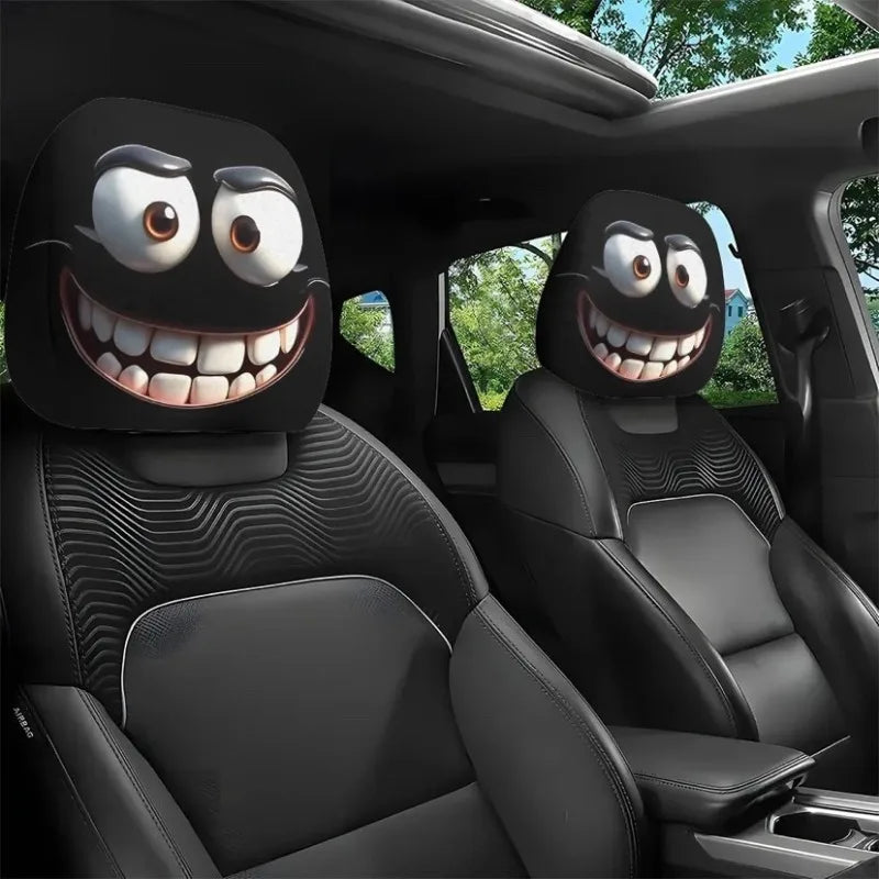 2PCS Halloween Car Headrest Covers – Funny Cartoon Eye Design Seat Headrest Protectors