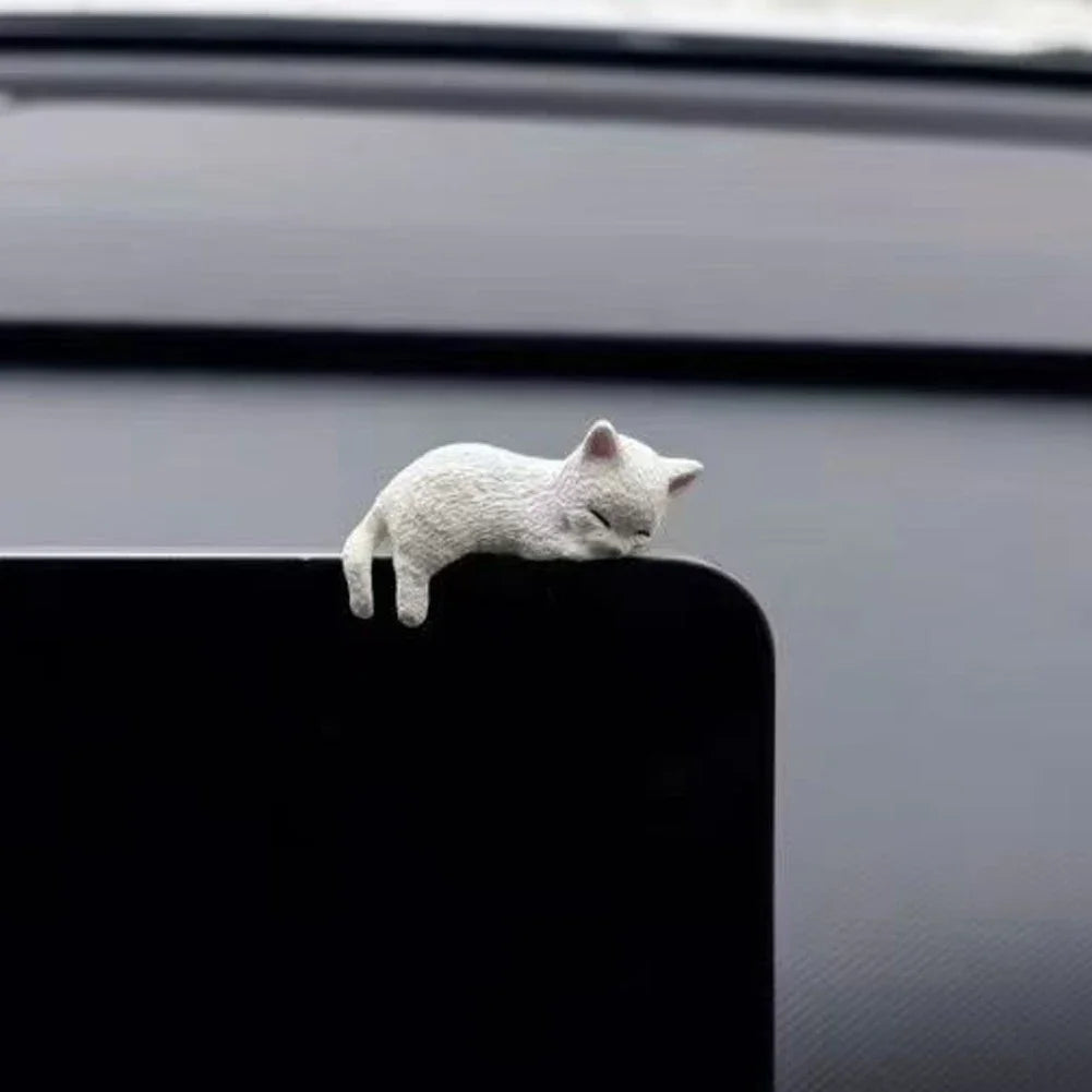 Funny Sleeping Cats Car Center Console Ornament – PVC Sleeping Kitten Interior Decoration