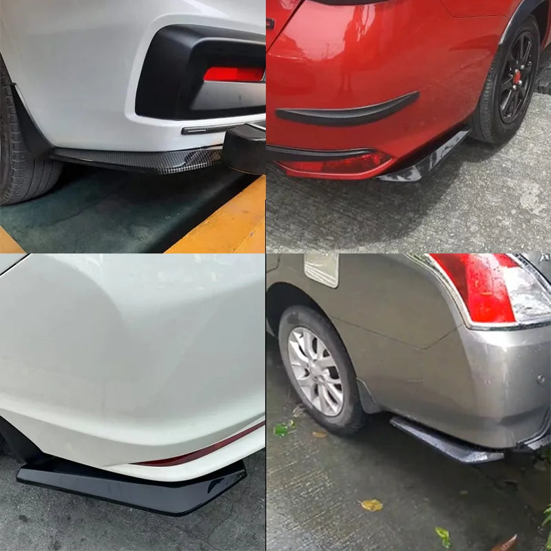 2pcs Universal Car Rear Bumper Lip Diffuser Splitter Spoiler Scratch Protector Black/Carbon Fiber