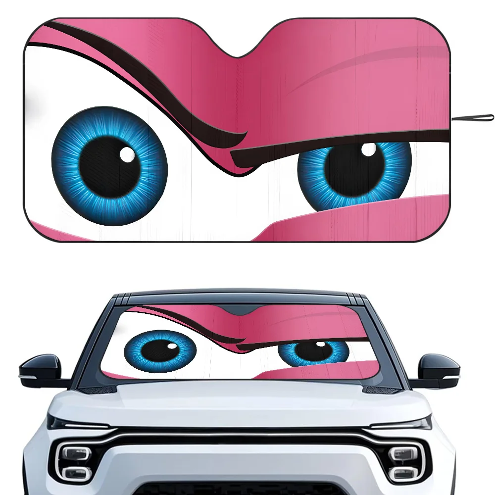Cartoon Eyes Cute Car SunShade Windshield Foldable Three-layer Insulation Sunshade By Suction Cup Blocks UV Rays Sun