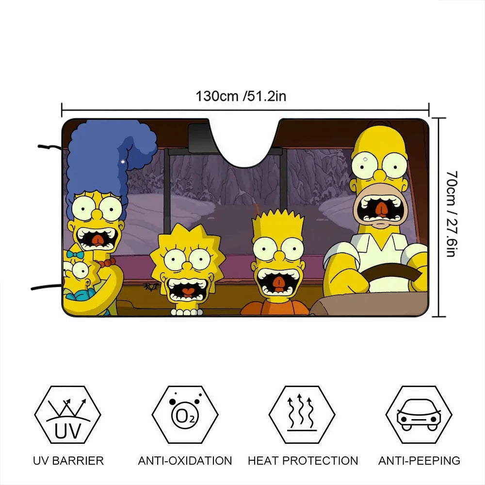 Cartoon Funny The Cool Simpsons Driving Car SunShade Windscreen Cover Shade For Car
