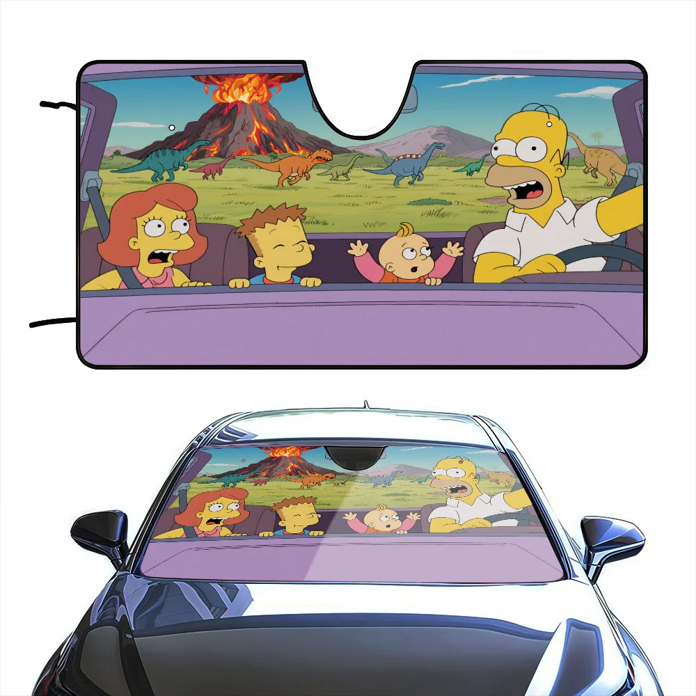 Cartoon Funny The Cool Simpsons Driving Car SunShade Windscreen Cover Shade For Car