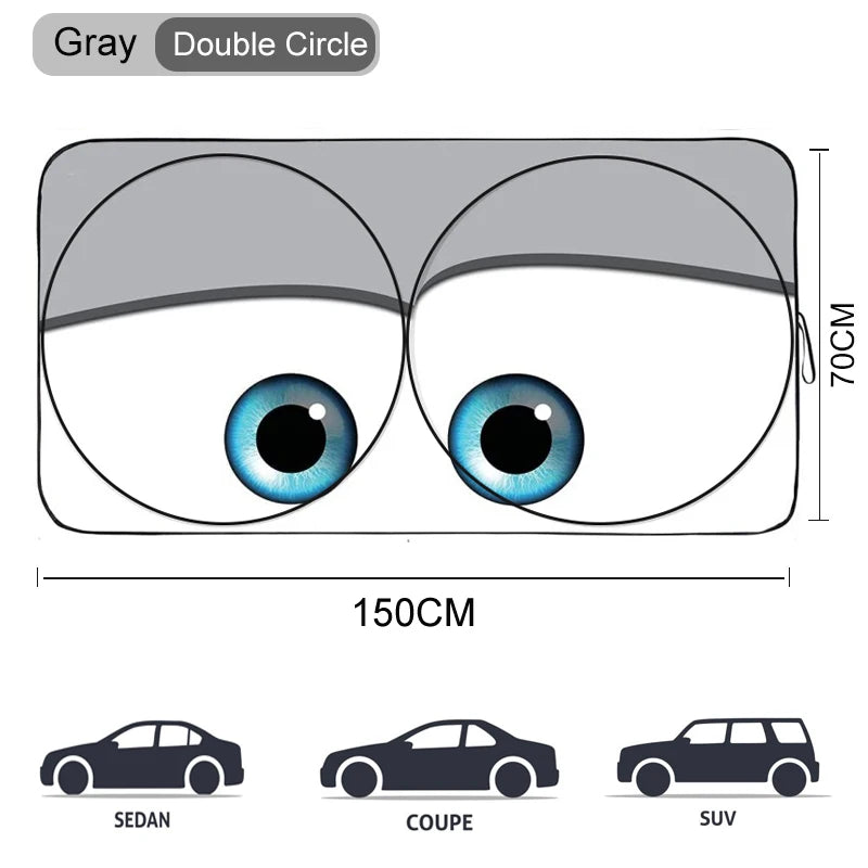 Foldable Cartoon Eyes Windshield Sunshade Umbrella