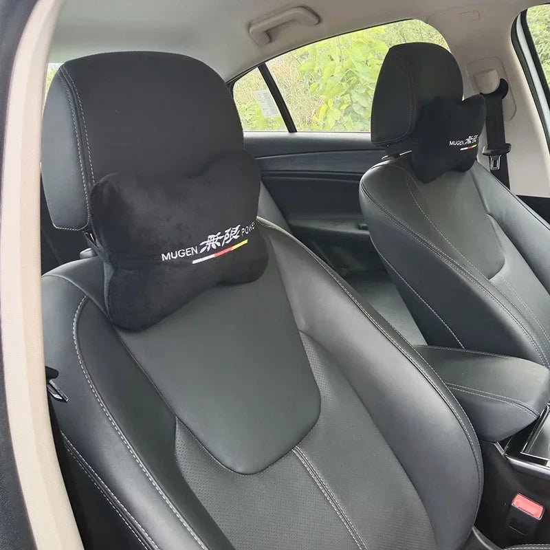 MUGEN Power Sport Car Seat Belt Shoulder Pads Set – Safety Handle Cover & Neck Pillow Styling Kit