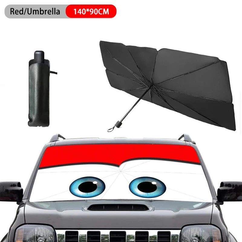 Foldable Cartoon Eyes Windshield Sunshade Umbrella